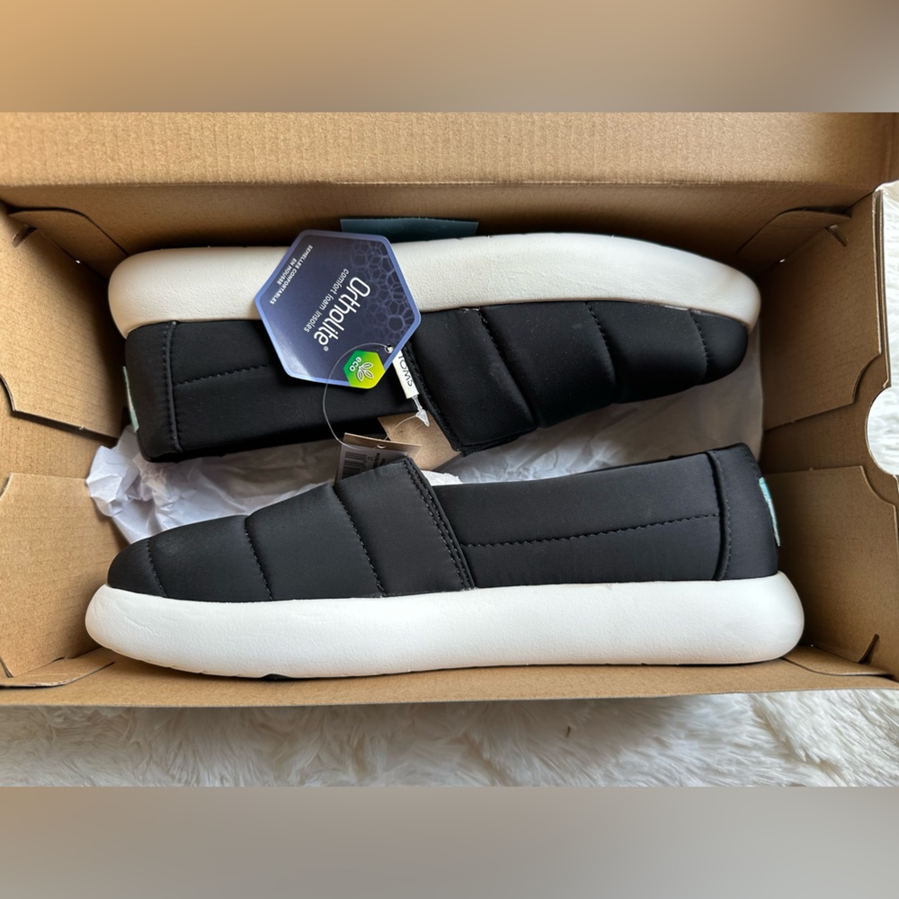 NIB TOMS Alpargata Mallow Black Matte Woven